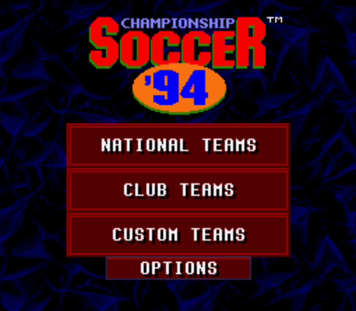 Championship Soccer 94 Title Screen